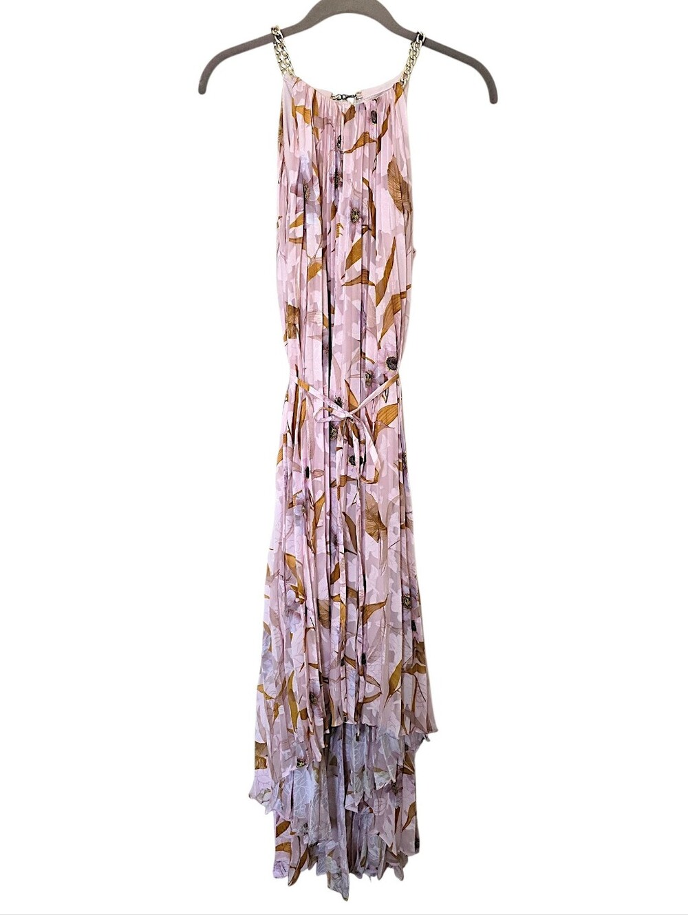 Ted Baker London Dixie Cabana Pleated Halter Maxi Dress Pink Floral Size 3 (S) - Picture 2 of 10